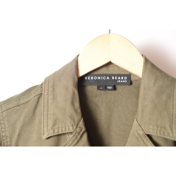 Veronica Beard Twill Army Green Mini Shirt Dress Size 0 Pockets - Picture 8 of 14